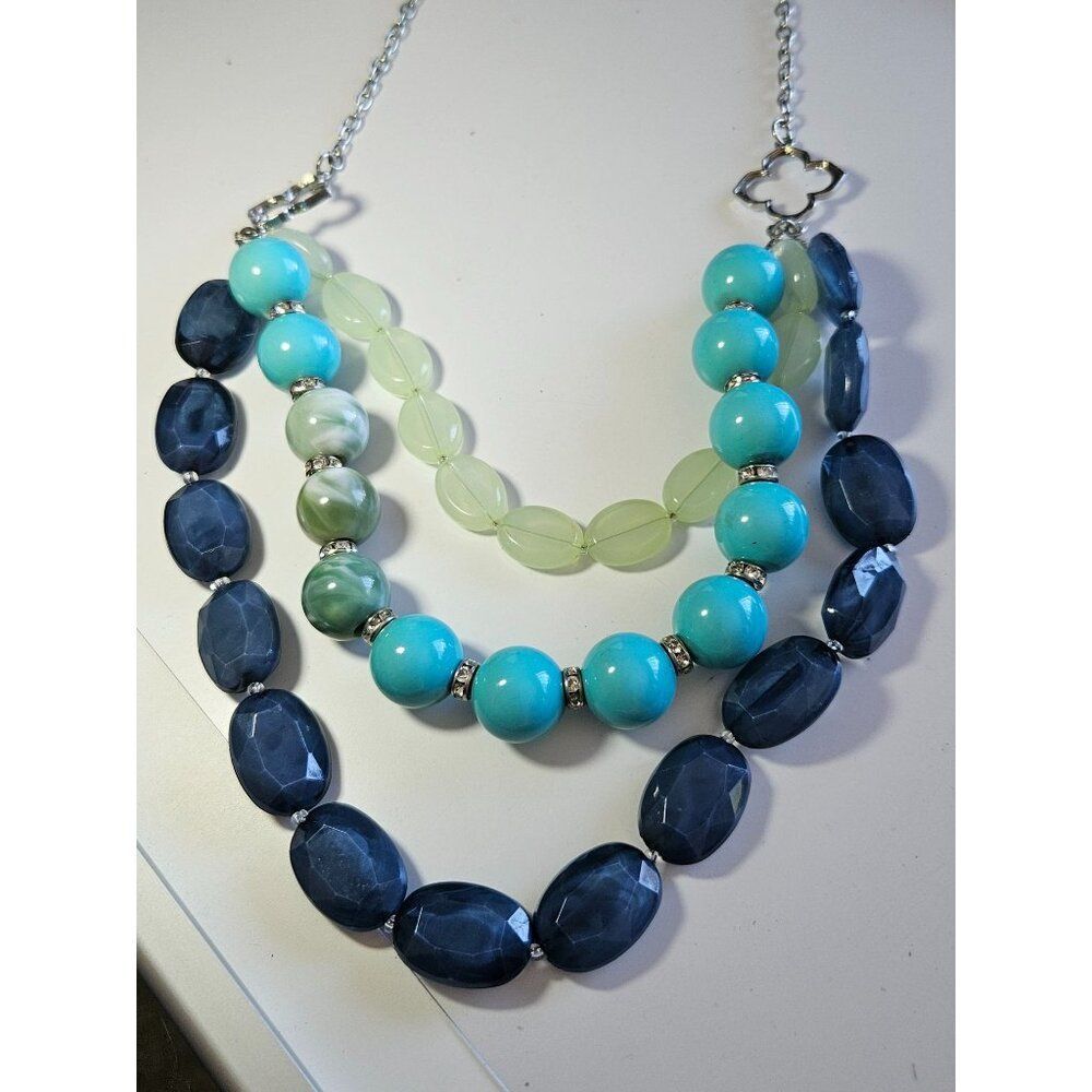 Simple Addiction silver beaded necklace 21.5-24"